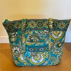 Vera Bradley tote bag (RETIRED PRINT) - blue and green paisley